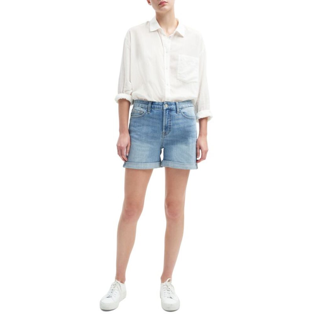 Jen7 Womens Rolled Cuff Tummy Control Denim Shorts